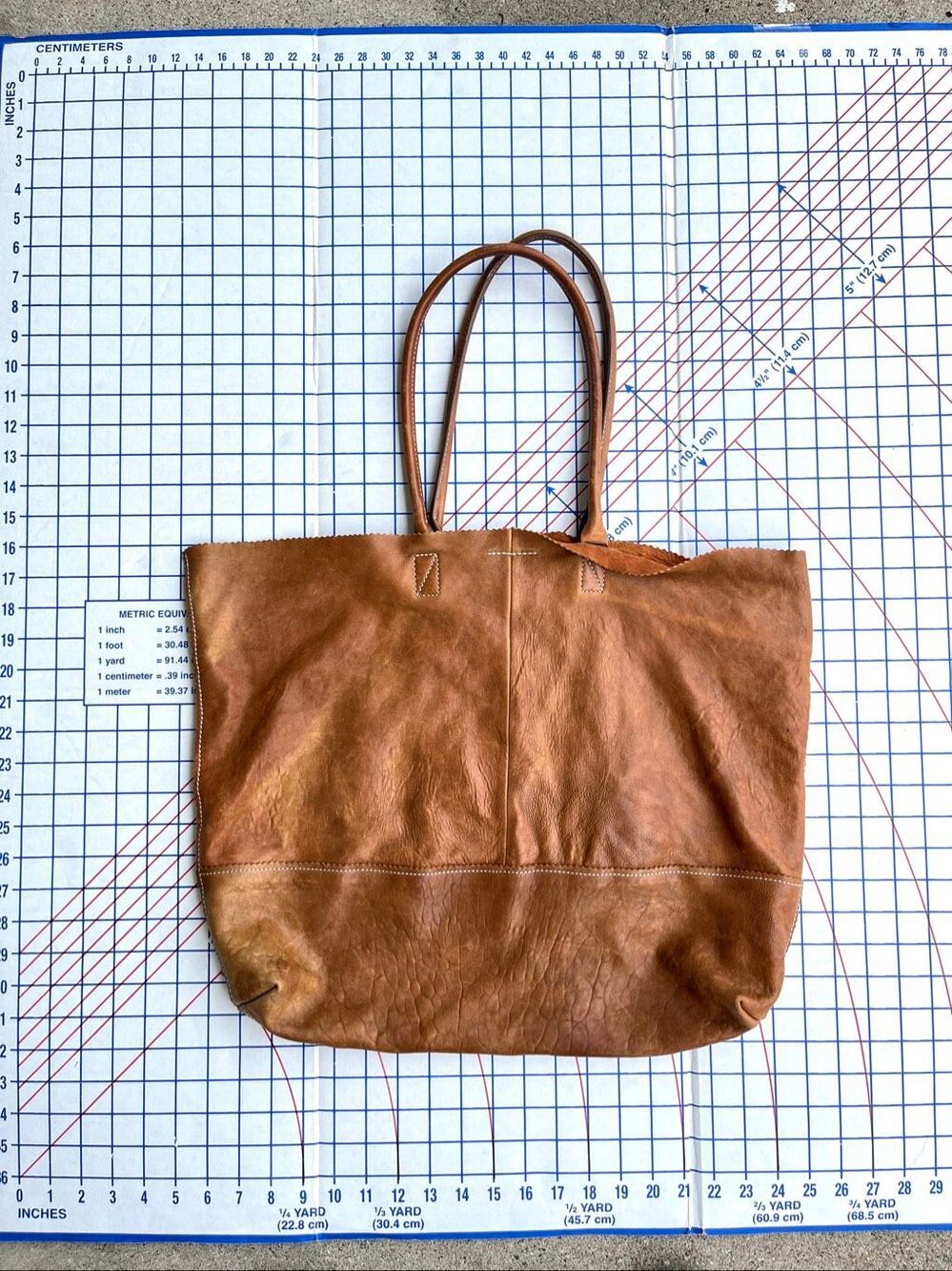 Banana Republic Paige Sheepskin Leather Oversized Tote Bag Pinking Shears